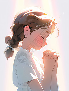 简洁祈祷的少女绘画背景图片