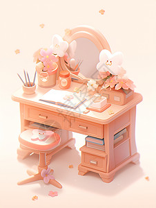 梦幻粉色的艺术工作台背景图片