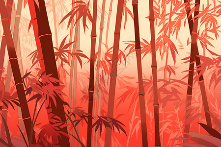茂密的竹林绘画高清图片
