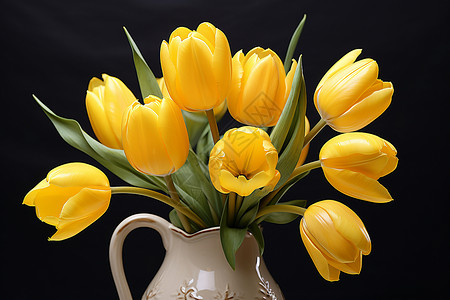 春意盎然的黄色花束背景图片