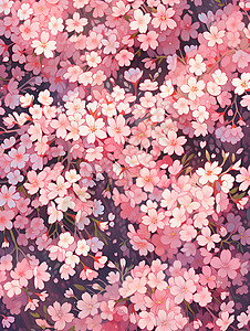 粉色樱花妆点幽静花园背景图片