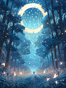 月光下的森林背景图片