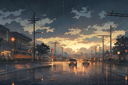 雨夜城市背景图片
