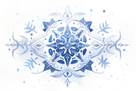 雪闪着白蓝白相间的雪花插画