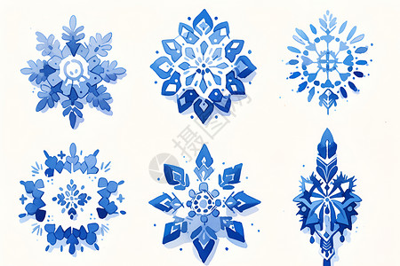 雪花图形几个雪花插画