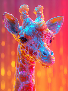 彩色世界的长颈鹿背景图片