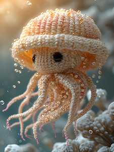 毛绒毛线水母背景图片