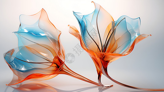 水晶材质玻璃材质的花朵插画