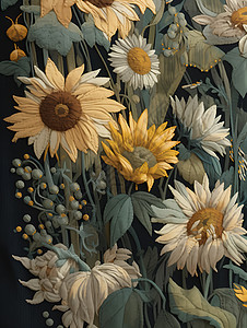 刺绣的太阳花背景图片