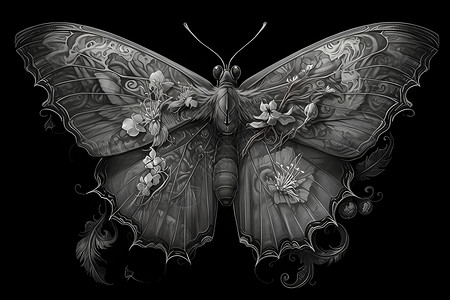 手工缝线蝴蝶之美插画