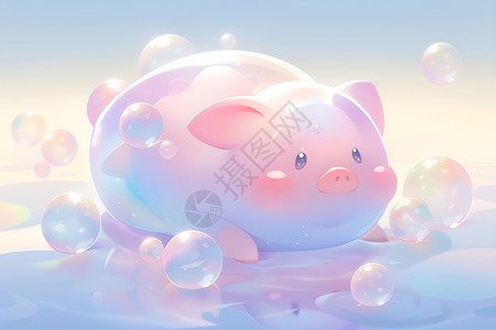 梦幻泡泡中的小猪背景图片