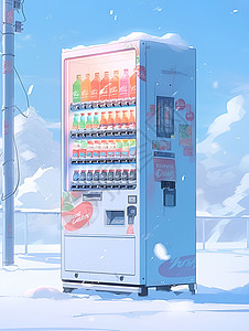 自助售货寒冰世界中的贩卖机插画