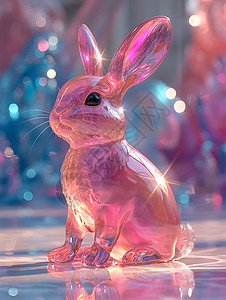卡通背景装饰物粉色玻璃兔子插画