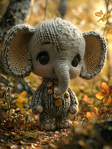 大耳朵的可爱毛毡大象背景图片
