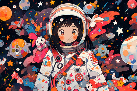 宇宙探索卡通探索奇幻宇宙插画