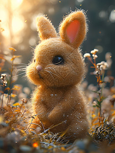 阳光下的毛绒兔子背景图片