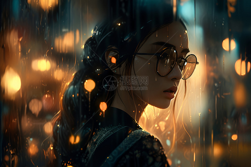 雨夜的女子图片