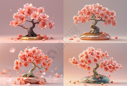 粉色的鲜花盆栽背景图片