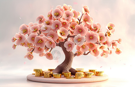 花开的金钱之树背景图片