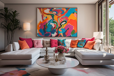 鲜活蟹鲜活色调的客厅装饰设计图片