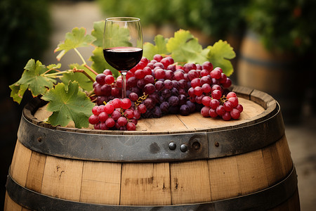 新鲜的葡萄和美酒背景图片