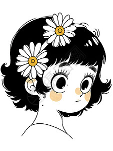 女孩头发上的花卉背景图片