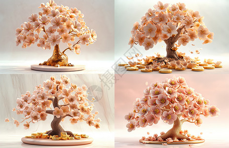 设计的立体花树背景图片