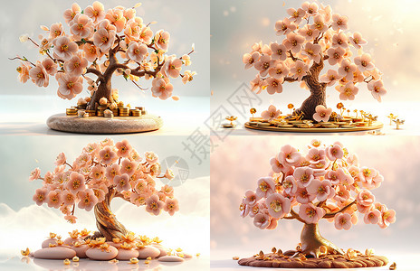 立体的花卉树木背景图片