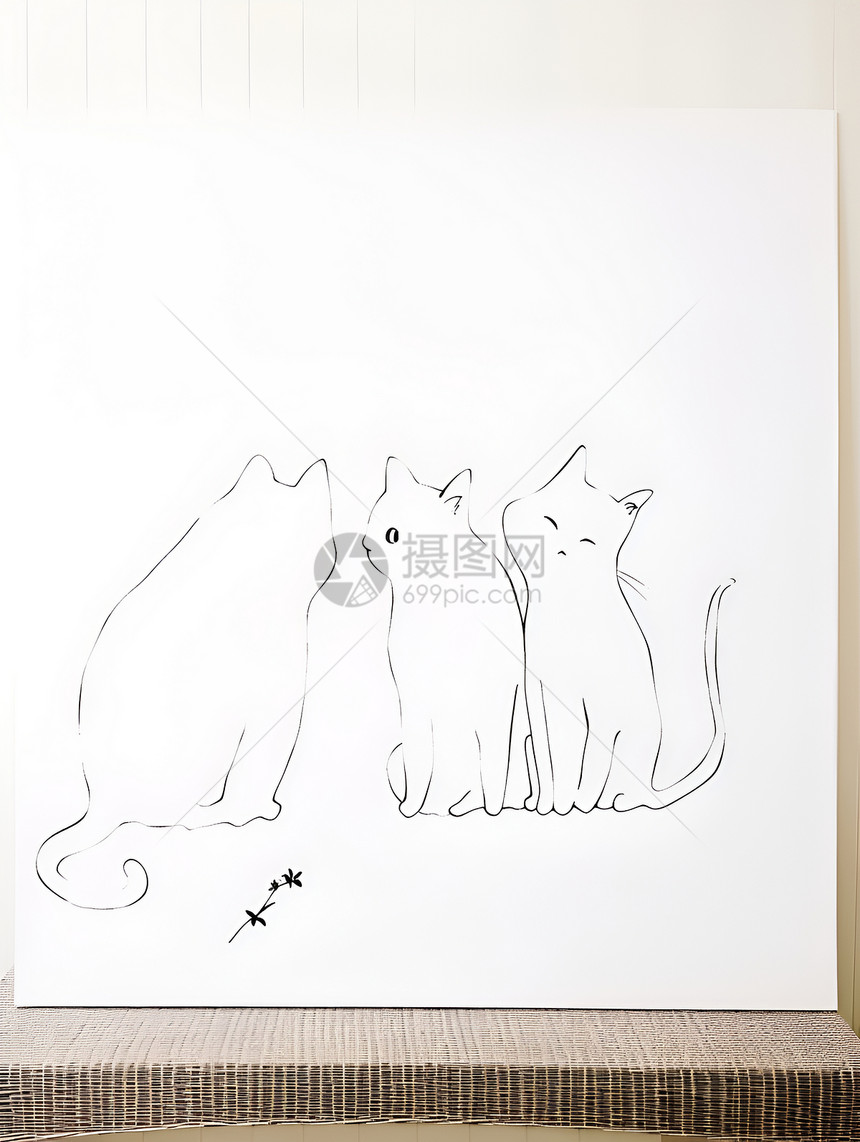绘画的极简猫咪图片