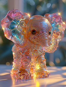 玻璃的玩具大象背景图片