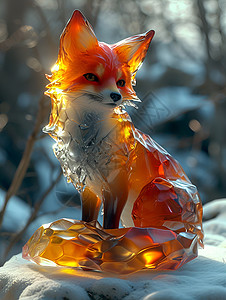 璀璨狐狸雕塑背景图片