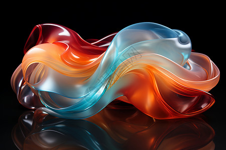 玻璃装饰品彩色的塑料带设计图片