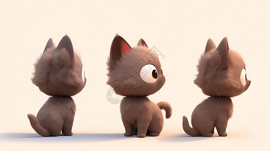 玩偶猫无双三只可爱的猫咪插画