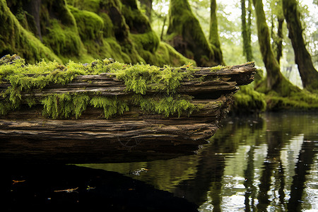 湖边苔藓背景图片