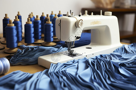 缝纫机制造画家工作纺织品高清图片