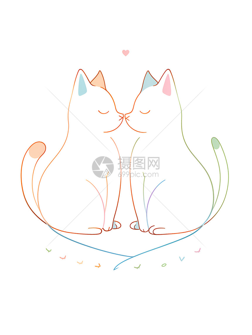 猫咪情侣插画图片