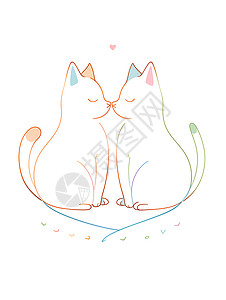 猫咪情侣插画背景图片