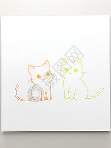 可爱猫咪的彩色插画背景图片
