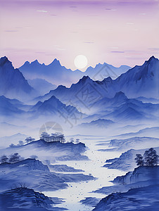 东方禅意禅意山水风景插画