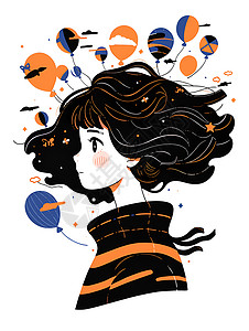 少女与气球背景图片
