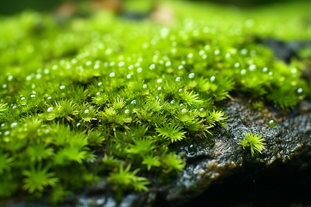 水滴洒在沙岩上的苔藓背景图片