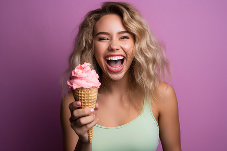 拿着冰淇淋的女孩背景图片