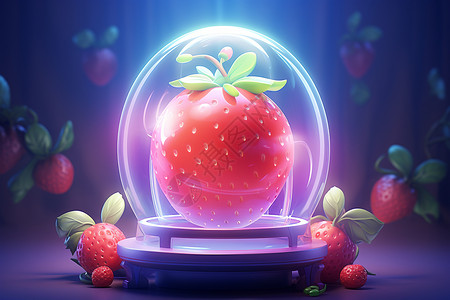 半透明草莓粉红巨型草莓插画