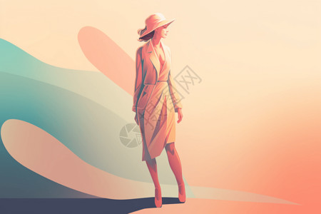 时尚女人的平面插图背景图片