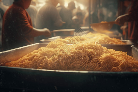 市场里的面食背景图片