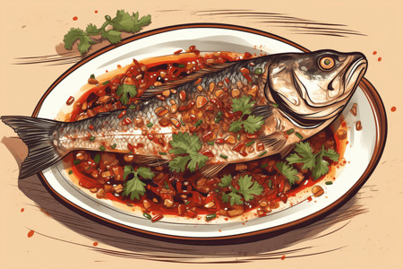 美味花椒鱼油赤棕鱼高清图片