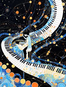 星空的钢琴师背景图片