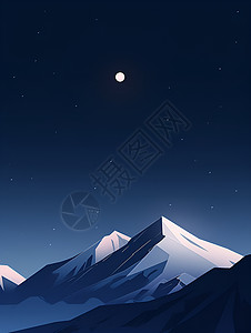 月光下的雪山风景背景图片