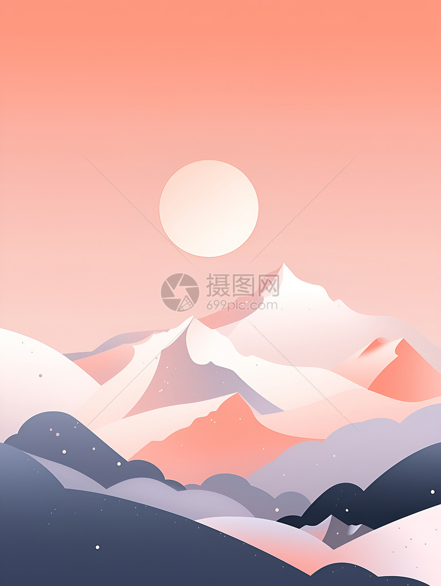 冰雪皑皑的山峰图片