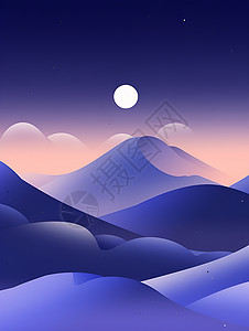 圆月下的雪山背景图片